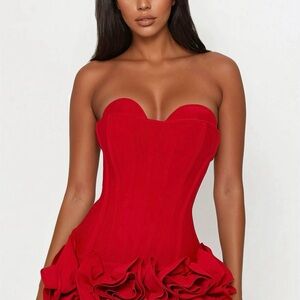 Fashion Nova Lux  Strapless Red Dress